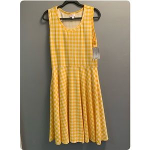 NWT LuLaRoe Nicki Dress yellow and white Size L